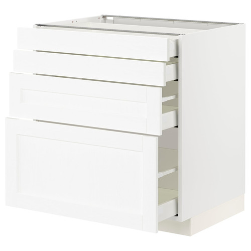 METOD / MAXIMERA Base cab 4 frnts/4 drawers, white Enköping/white wood effect, 80x60 cm