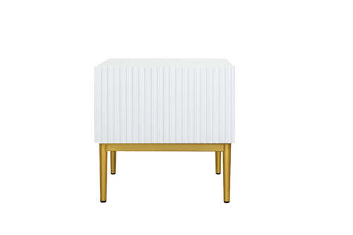 Nightstand Bedside Table Nicole Set of 2, gold legs, matt white