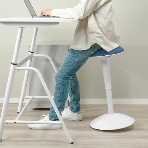 GLADHÖJDEN / NILSERIK Desk+sit/stand support, white/dark blue