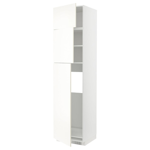 METOD High cab for fridge with 3 doors, white/Vallstena white, 60x60x240 cm