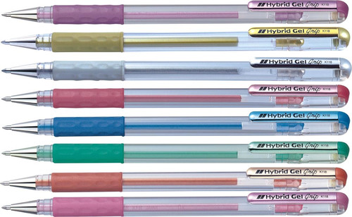 Pentel Hybrid Gel Grip 0.8mm K118 12pcs, white ink