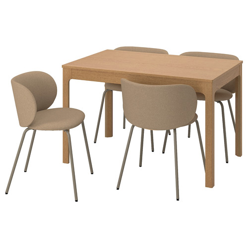 EKEDALEN / KRYLBO Table and 4 chairs, oak/Tonerud dark beige, 120/180 cm