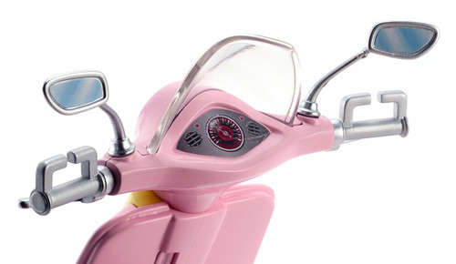 Barbie Pink & Yellow Scooter Moped With Puppy & Helmet FRP56 3+