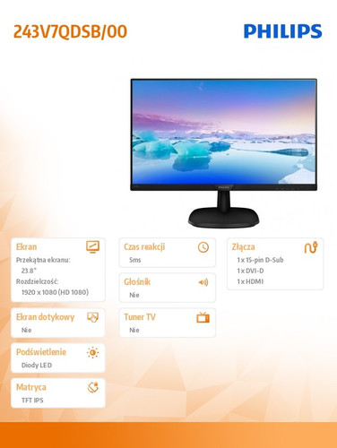 Philips 24" Full HD LCD Monitor 243V7QDSB