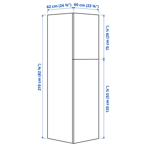 ENHET Storage combination, white/pale grey-green, 60x62x210 cm