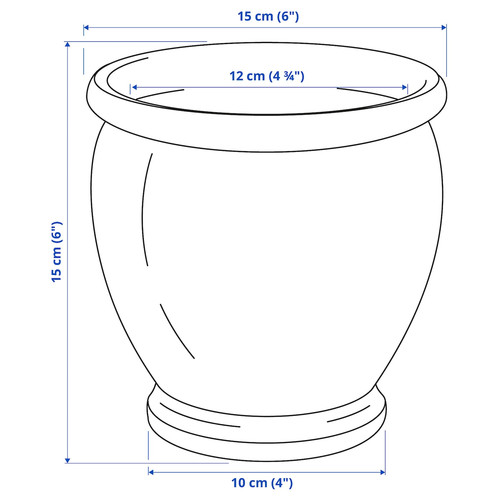 TRUMPETBUSKE Plant pot, in/outdoor blue, 12 cm