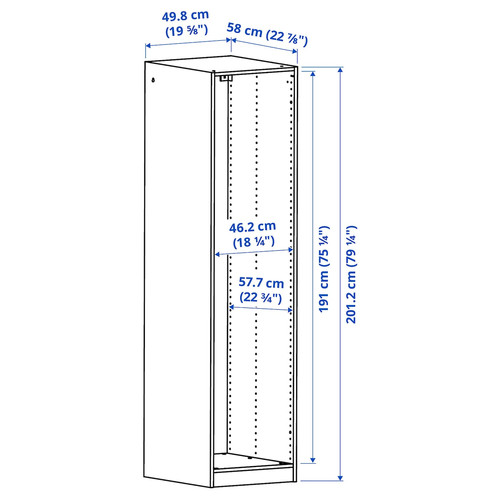 PAX Wardrobe frame, dark grey, 50x58x201 cm