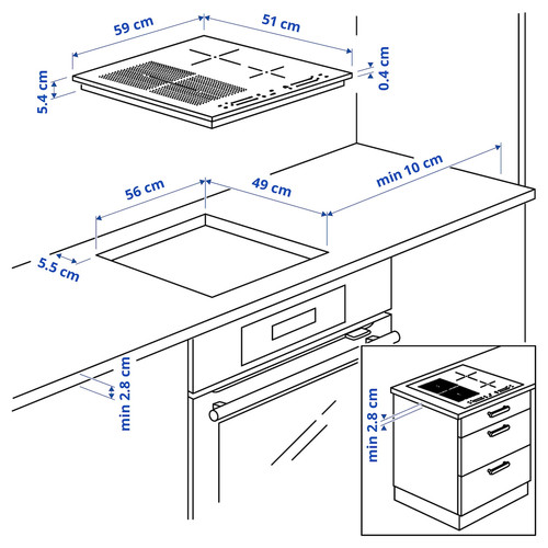 SMAKLIG Induction hob, black IKEA 500 black, 59 cm