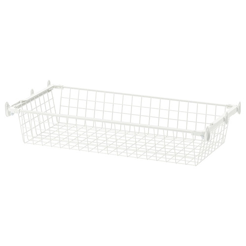 HJÄLPA Wire basket with pull-out rail, white, 80x40 cm