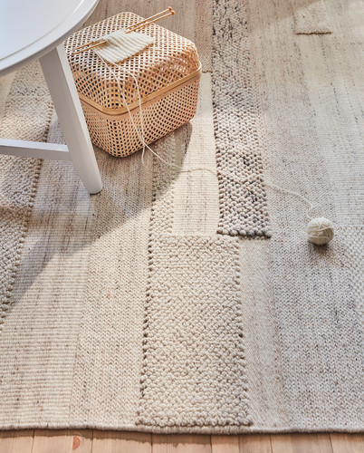 BRÖNDEN Rug, low pile, handmade beige, 170x240 cm