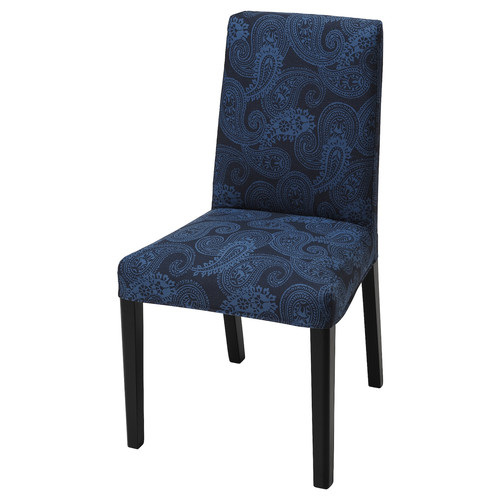 BERGMUND Chair, black/Kvillsfors dark blue/blue, 52x59x96 cm