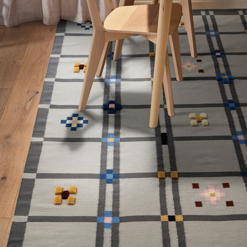 KNYLHAVREN Rug, flatwoven, grey/handmade, 200x300 cm