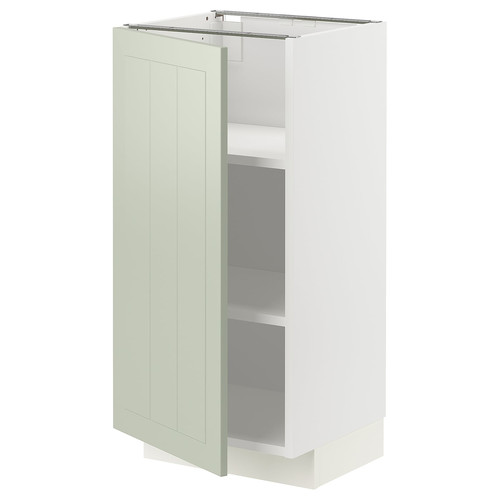 METOD Base cabinet with shelves, white/Stensund light green, 40x37 cm