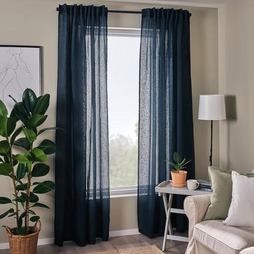 DYTÅG Curtains, 1 pair, dark blue, 145x300 cm