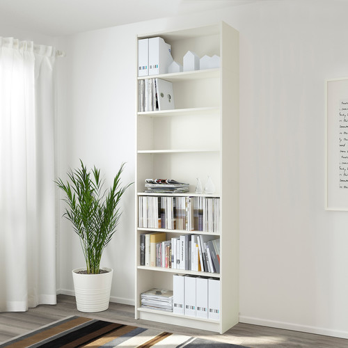 BILLY Bookcase with height extension unit, white, 80x40x237 cm