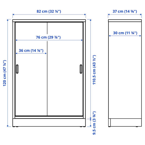 TONSTAD Cabinet with sliding doors, oak veneer, 82x37x120 cm