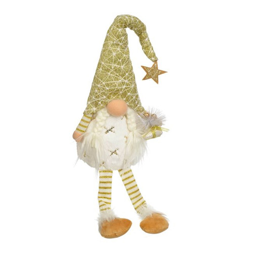 Christmas Gnome LED Decoration 71cm, white-gold