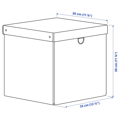 NIMM Storage box with lid, spotted grey, 32x30x30 cm