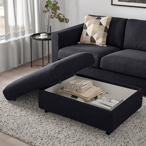 VIMLE Footstool with storage, Saxemara black-blue