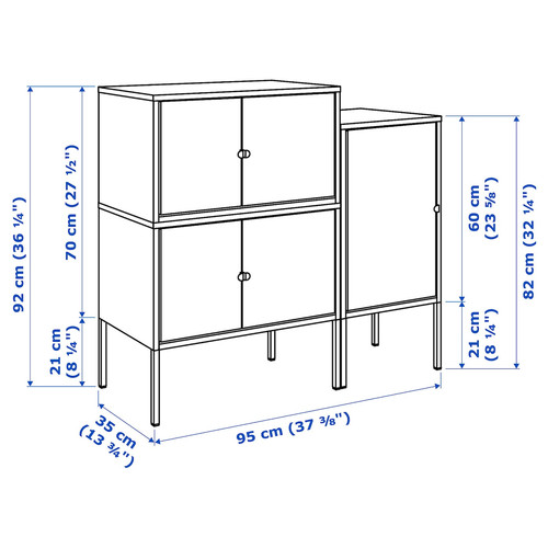 LIXHULT Cabinet combination, grey, anthracite, 95x35x92 cm