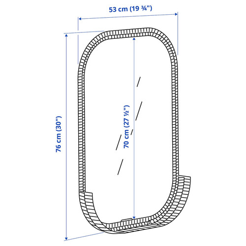 SOMMARBO Mirror, rattan, 53x76 cm