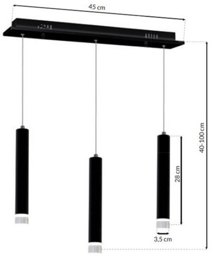 Pendant Lamp LED Carbon 3 x 5 W