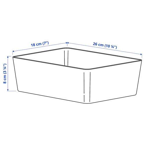 KUGGIS Box, transparent black, 18x26x8 cm