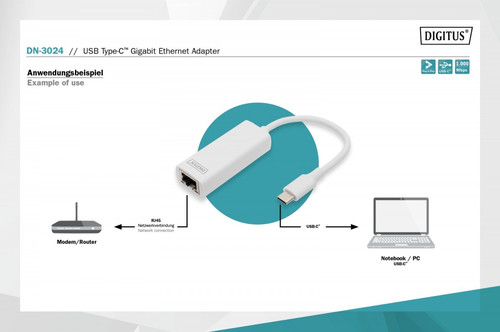 Digitus Gigabit Ethernet Adapter USB Type-C