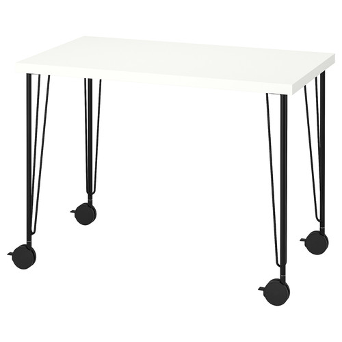 LINNMON / KRILLE Desk, white/black, 100x60 cm