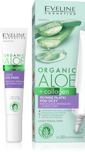 Eveline Organic Aloe + Collagen Liquid Eye Pads Reducing Wrinkles & Crow's Feet 20ml