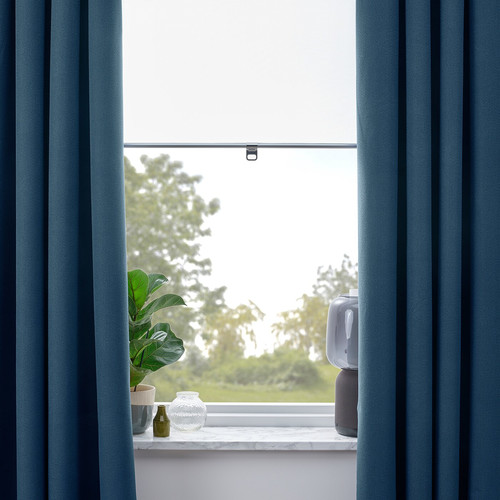 ROSENMANDEL Room darkening curtains, 1 pair, dark blue, 135x300 cm