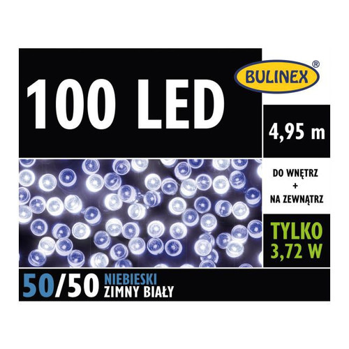 Christmas Lights 100 LED Bulinex 4.95 m, indoor/outdoor, white/blue