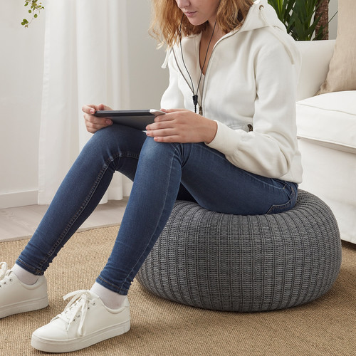 SANDARED Pouffe, grey, 56 cm