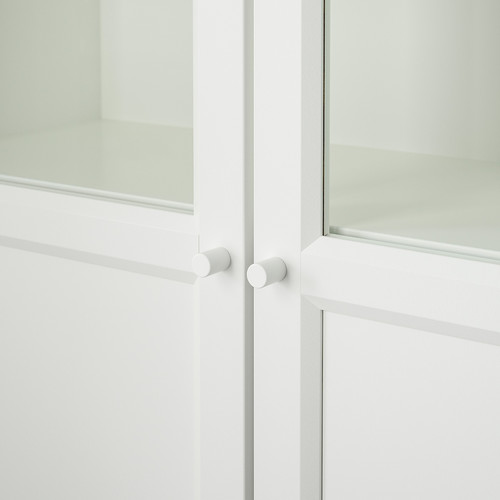 BILLY Bookcase with panel/glass doors, white, 80x42x202 cm