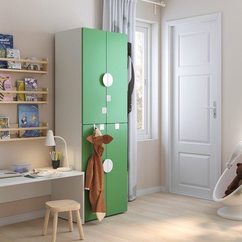 SMÅSTAD / PLATSA Wardrobe, white green, with 2 clothes rails, 60x40x180 cm