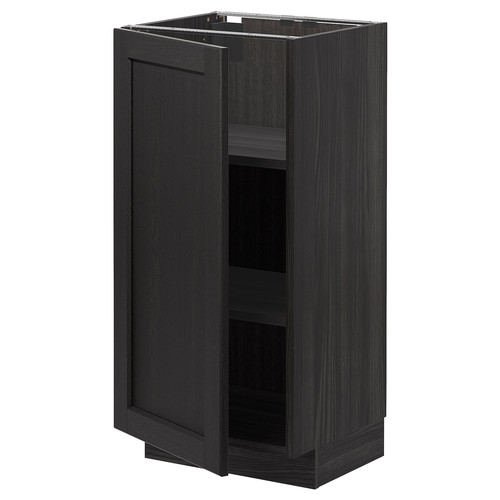 METOD Base cabinet with shelves, black/Lerhyttan black stained, 40x37 cm