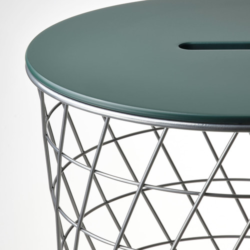 KVISTBRO Storage table, silver-colour/dark grey-green, 44 cm