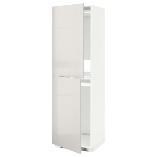 METOD High cabinet for fridge/freezer, white, Ringhult light grey, 60x60x200 cm