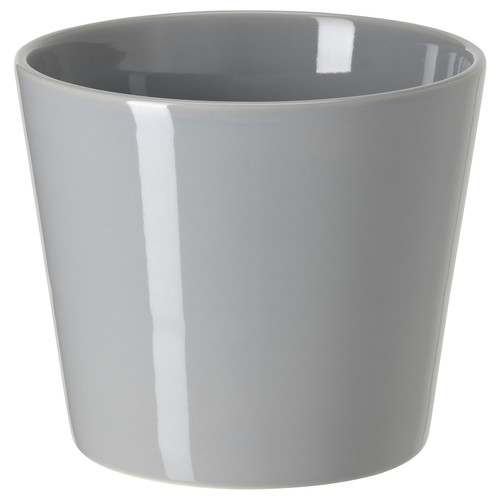 SKOGSVINBÄR Plant pot, in/outdoor grey, 12 cm