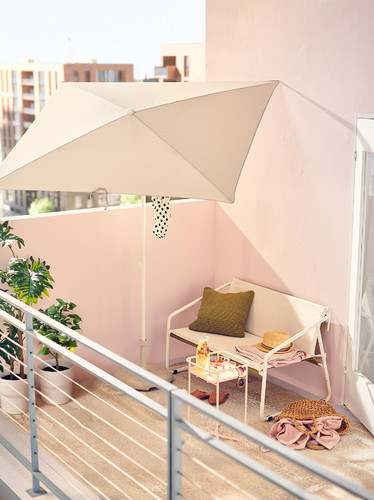 TVETÖ Parasol, tilting, grey-beige white, 180x145 cm