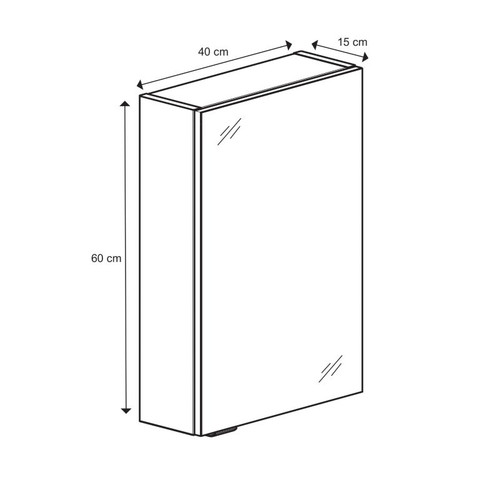 Bathroom Mirrored Wall Cabinet GoodHome Imandra 40x60x15cm