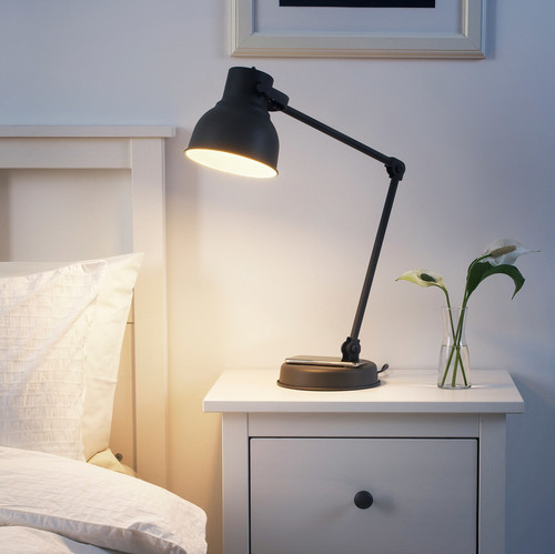 HEKTAR Work lamp with wireless charging, dark grey