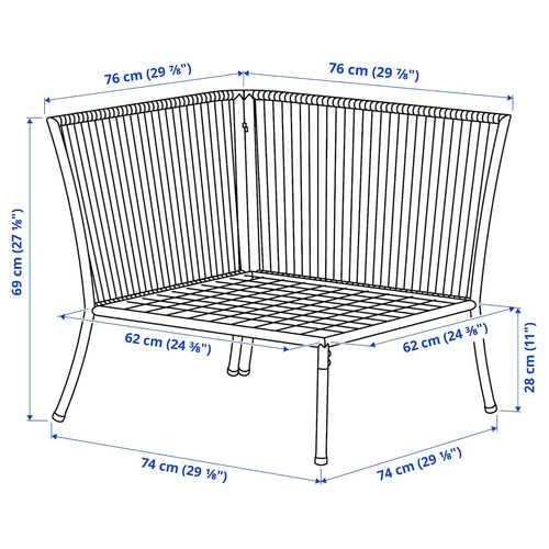 SEGERÖN Corner section, outdoor, white/beige