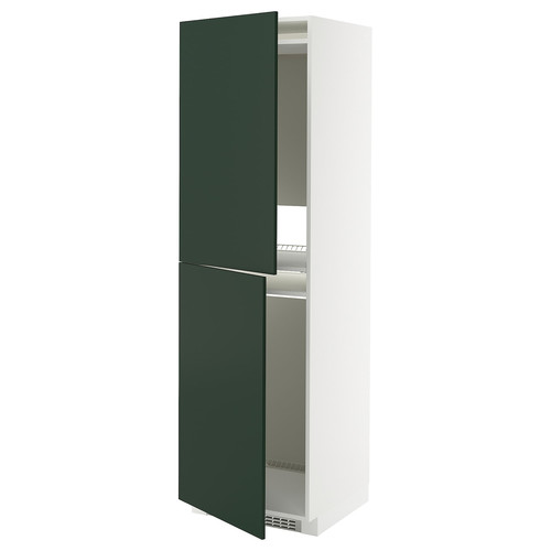 METOD High cabinet for fridge/freezer, white/Havstorp deep green, 60x60x200 cm