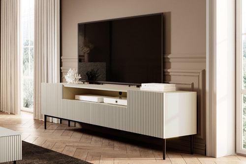 TV Cabinet Nicole 200cm, cashmere/black legs