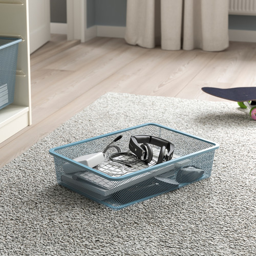 TROFAST Storage combination with boxes, white/grey-blue, 99x44x56 cm