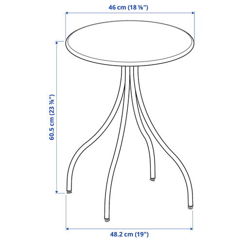 TÅNEBRO Side table, light grey-beige, 46 cm