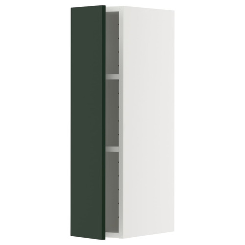 METOD Wall cabinet with shelves, white/Havstorp deep green, 20x80 cm