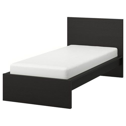 MALM Bed frame, high, black-brown, Luröy, 90x200 cm