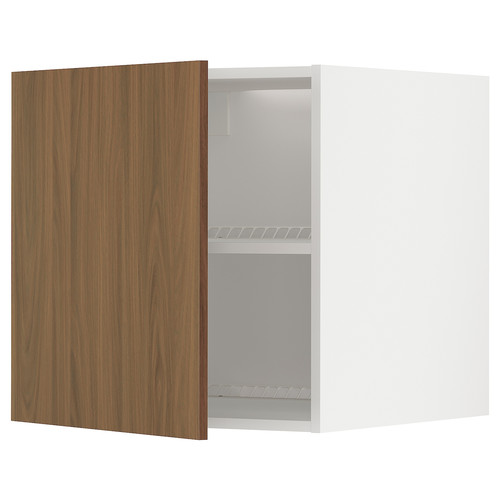 METOD Top cabinet for fridge/freezer, white/Tistorp brown walnut effect, 60x60 cm